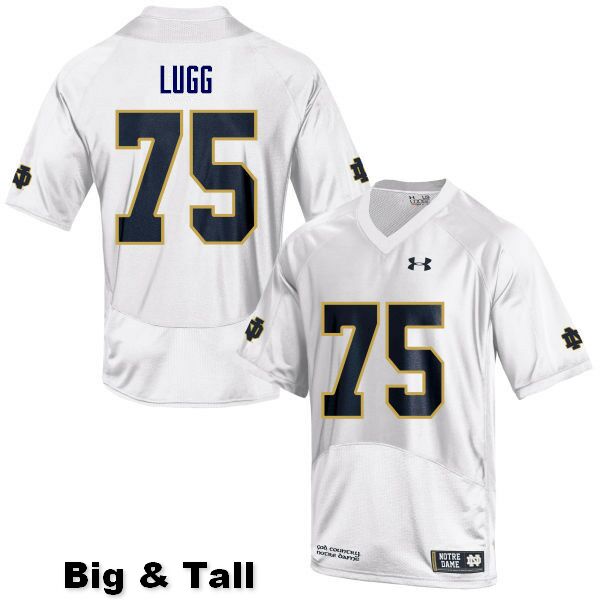 Men's NCAA Notre Dame Fighting Irish #75 Josh Lugg Stitched College Under Armour Authentic White Big & Tall Football Jersey QA10T00ME